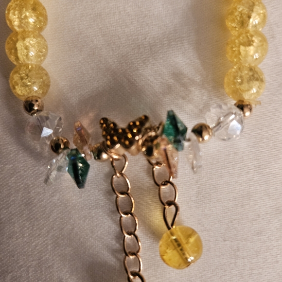 Chic Yellow Beaded Bracelet with Gold Accents - Picture 5 of 8